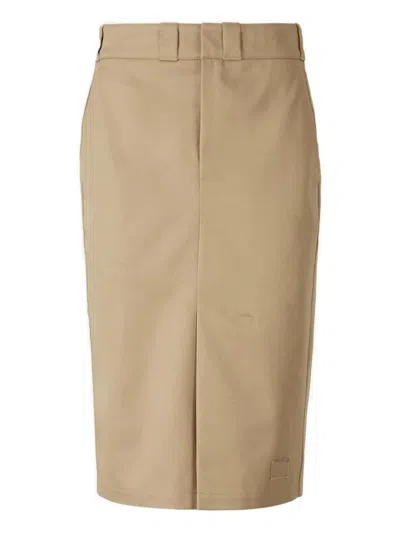 Maison Margiela Tailored Midi Skirt In Brown