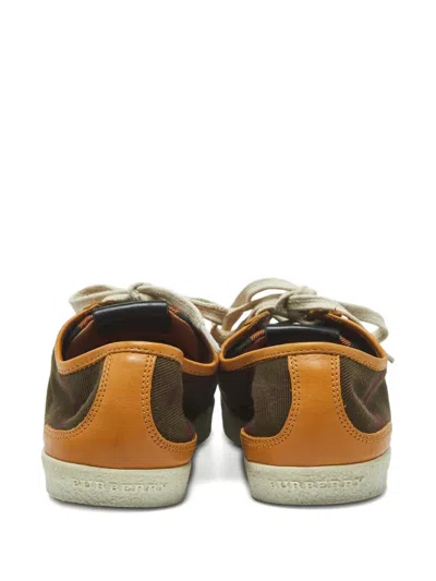 Pre-owned Burberry Harrowby Check Canvas Trainers In Orange