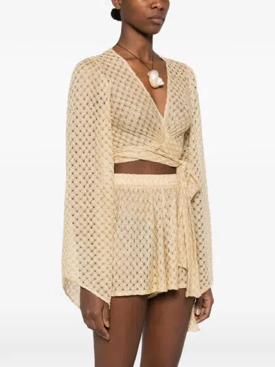 Missoni Raschel Workmanship Wrap Top In Yellow
