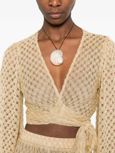 Missoni Raschel Workmanship Wrap Top In Yellow