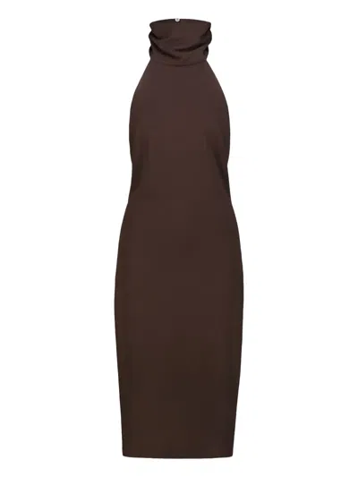 Drhope Halterneck Backless Dress In Brown