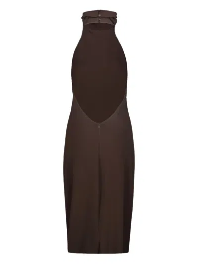 Drhope Halterneck Backless Dress In Brown