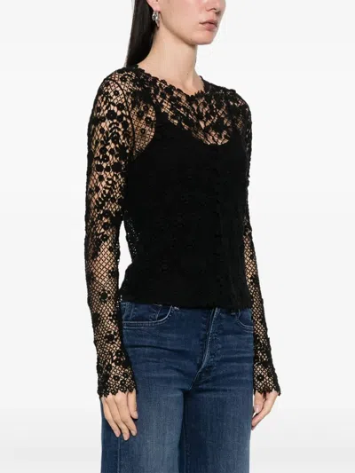 Polo Ralph Lauren Crochet Blouse In Black
