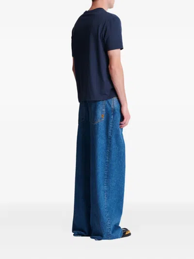 Balmain Printed Cotton T-shirt In Blue