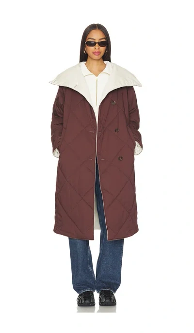 Varley Annalise Reversible Wrap Coat In Burgundy