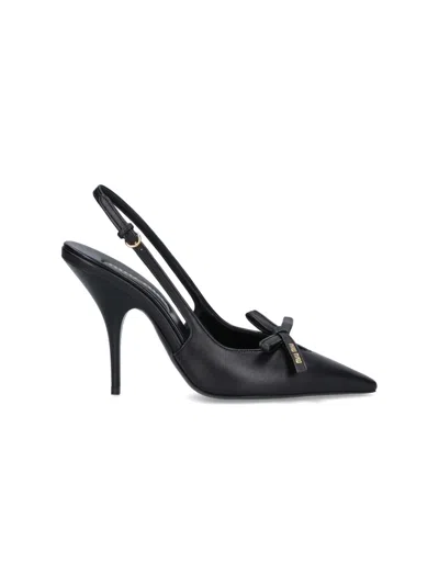 Miu Miu Chic Leather Kitten Heel Pumps With Buckle In Black
