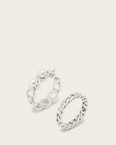 Allsaints Rue Chain Ring In Metallic