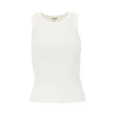 Loewe Anagram Embroidered Ribbed-knit Tank In White