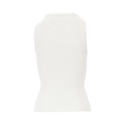 Loewe Anagram Embroidered Ribbed-knit Tank In White