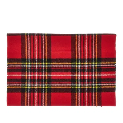 Barbour Red Scarf With Check Motif And Double Logo In Wool Woman In Red