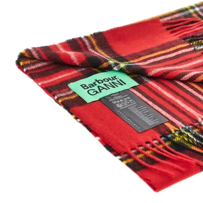 Barbour Red Scarf With Check Motif And Double Logo In Wool Woman In Red