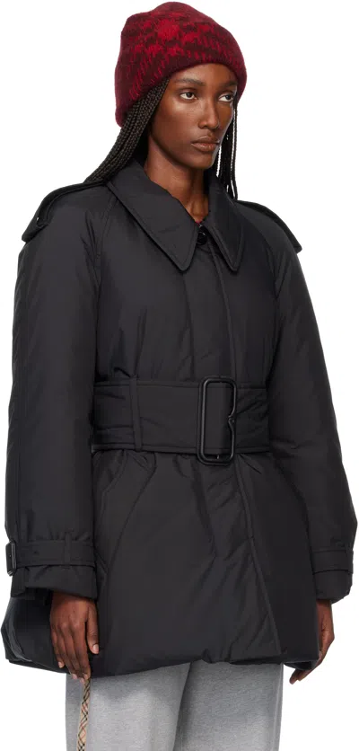 Burberry Black Belted Berryhill Padded Car Down Coat In Black