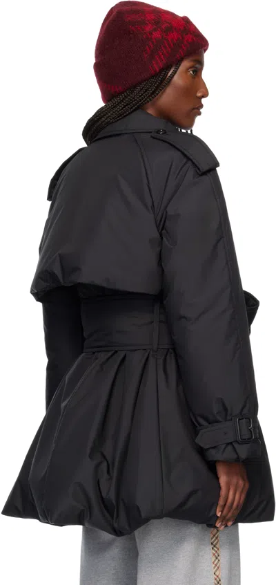 Burberry Black Belted Berryhill Padded Car Down Coat In Black