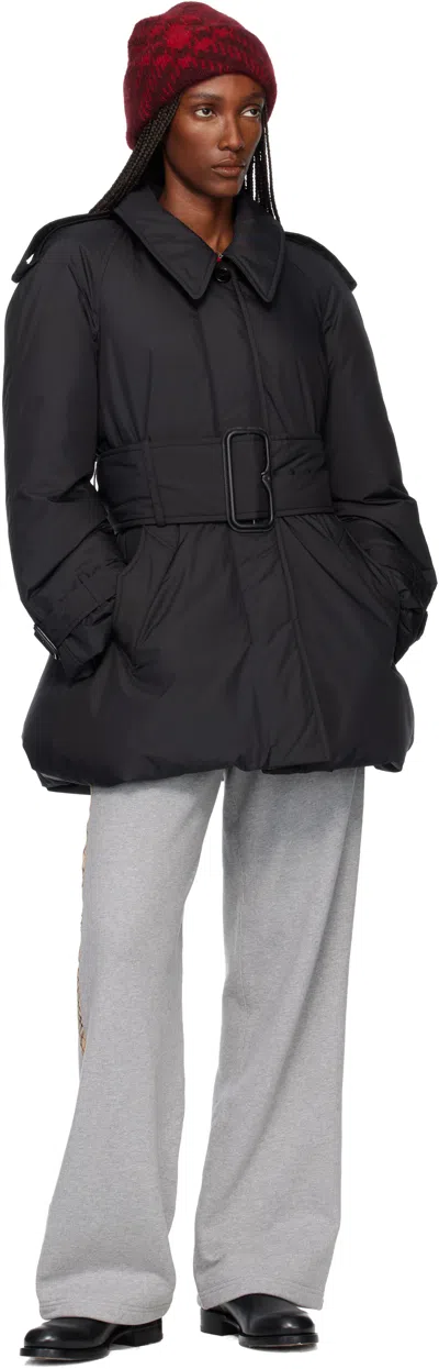 Burberry Black Belted Berryhill Padded Car Down Coat In Black