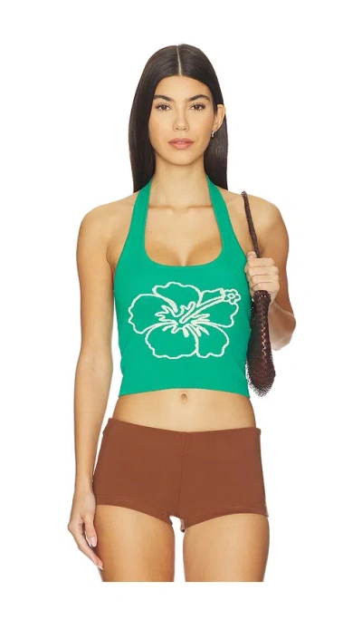 Kulani Kinis Knit Halter Tank Top In Green