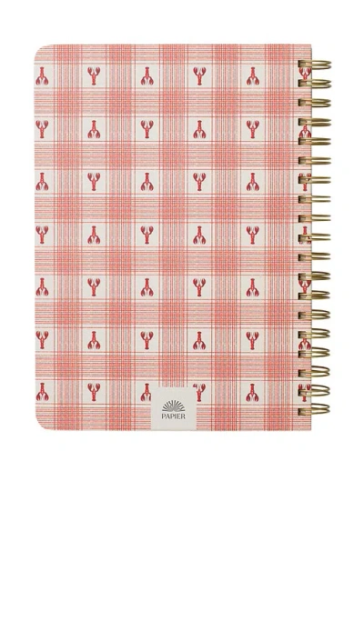 Papier Lobster Gingham Spiral Recipe Journal In Pink