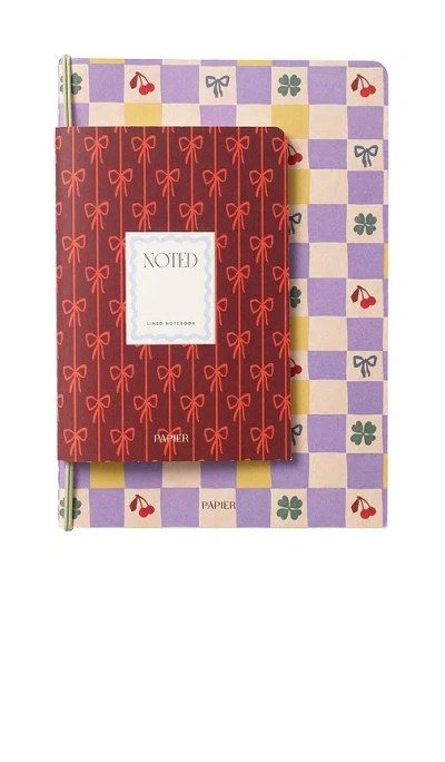 Papier Checkerboard & Bows Softcover Notebook Set Of 2 In Multi