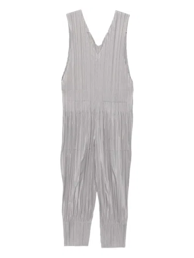Issey Miyake Pleats Please  Pleated Long Jumpsuit In Gray