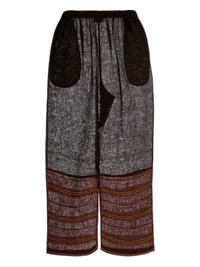 Tory Burch Linen Striped Beach Pants In Brown