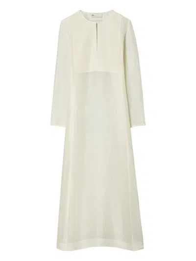 Tory Burch Linen And Silk Long Kaftan In White