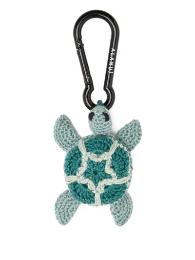 Alanui Crochet Turtle Keyring Aquatic Motif In Brown
