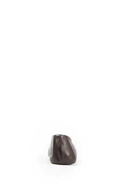 The Row Stella Slippers In Leather And Shearling In Brown