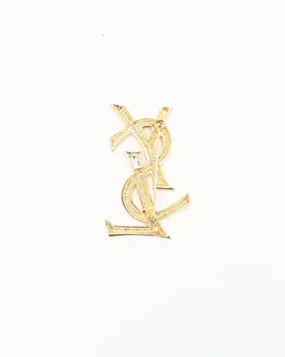 Saint Laurent Ysl Logo Brooch In Gold