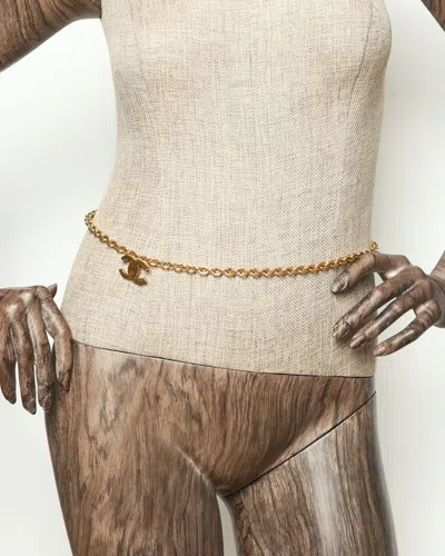 Pre-owned Chanel Cc Logo Chain Belt In Gold