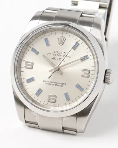 Rolex Air-king 34mm Full Set 2008 Watch In Metallic