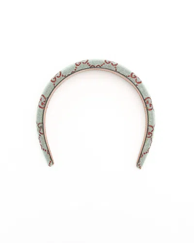 Gucci Canvas And Leather Headband In Blue