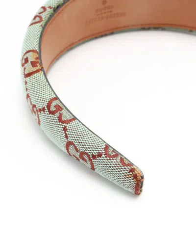 Gucci Canvas And Leather Headband In Blue