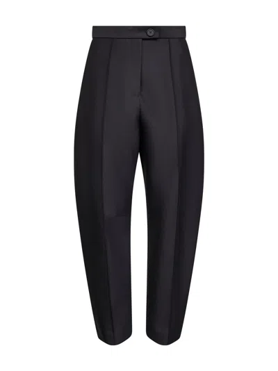 Khaite Black Wool And Silk Faille Jude Trousers In Black