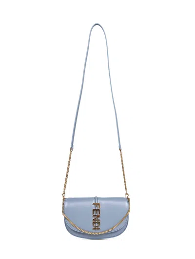 Fendi Mercury Blue Graphy Wallet On Chain Wallet