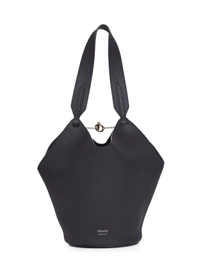 Khaite Mini Tote Handbag With Luxurious Calfskin In Black