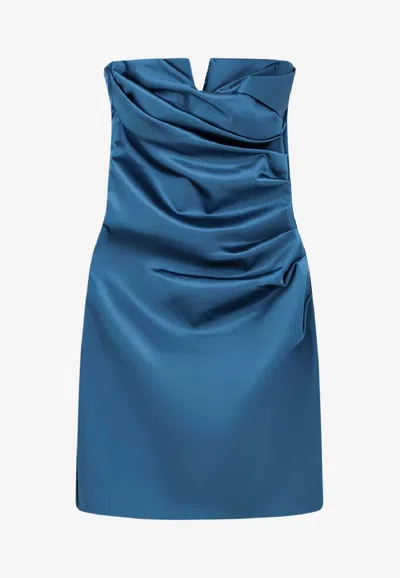 Chiara Boni La Petite Robe Arya Satin Draped Mini Dress In Blue