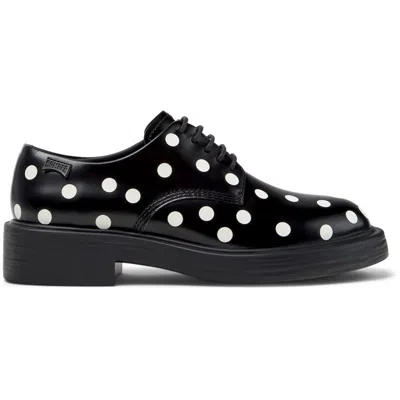 Camper Dean Polka-dot Lace-up Derby Shoes In Black