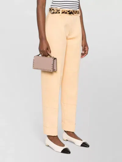 Valentino Rockstud Leather Clutch Wallet On Chain In Pink