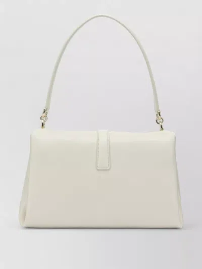 Ferragamo Leather Shoulder Bag With Flap Shoulder Bags White In White