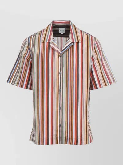 Paul Smith Short Sleeve Regular Fit Striped Shirt In Multi