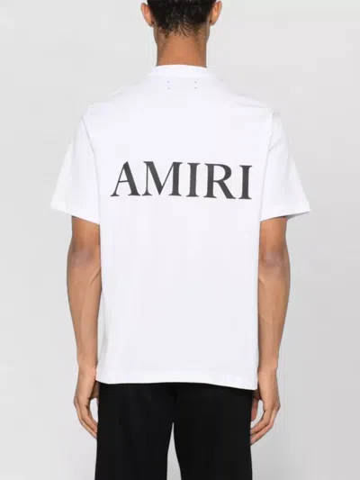 Amiri White Crewneck T-shirt With Logo Print On The Front And Logo Lettering On The Rear In Cotton M In White