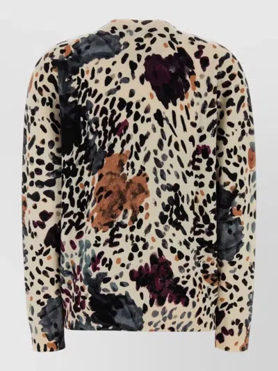 Fendi Wool And Cashmere Moth-print Pullover Clothing In Multi