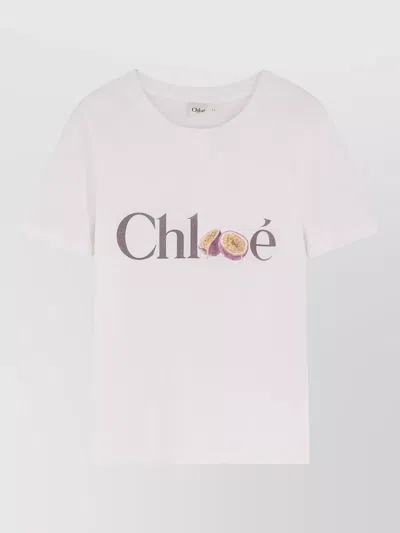 Chloé Baby Fit T-shirt In Cotton Jersey With Passion Fruit Print In White