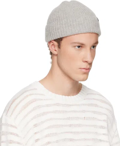 Mm6 Maison Margiela Gray Ribbed Wool Beanie In Gray