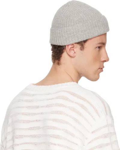 Mm6 Maison Margiela Gray Ribbed Wool Beanie In Gray