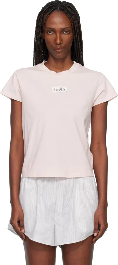 Mm6 Maison Margiela Crew Neck Short Sleeve Cotton Jersey Top In Pink
