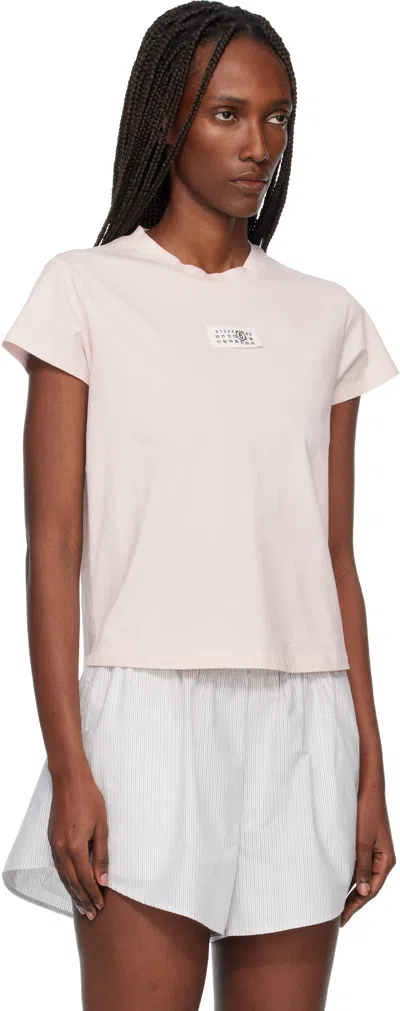Mm6 Maison Margiela Crew Neck Short Sleeve Cotton Jersey Top In Pink