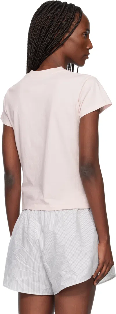 Mm6 Maison Margiela Crew Neck Short Sleeve Cotton Jersey Top In Pink