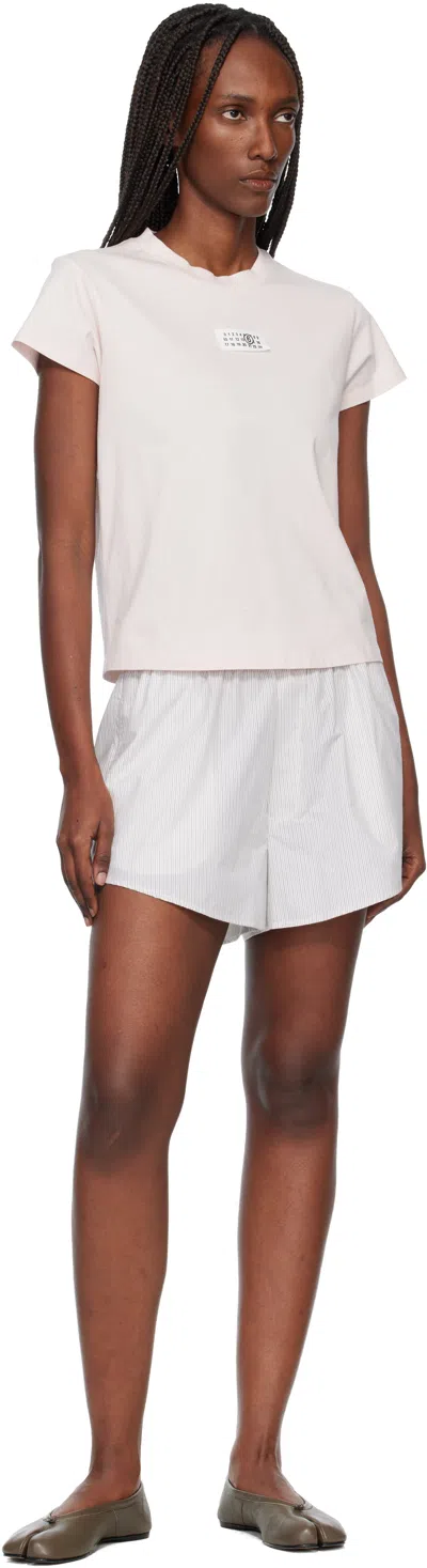 Mm6 Maison Margiela Crew Neck Short Sleeve Cotton Jersey Top In Pink