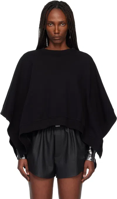 Mm6 Maison Margiela Black Unbrushed Jersey Sweatshirt In Black