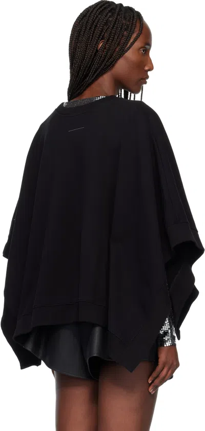 Mm6 Maison Margiela Black Unbrushed Jersey Sweatshirt In Black